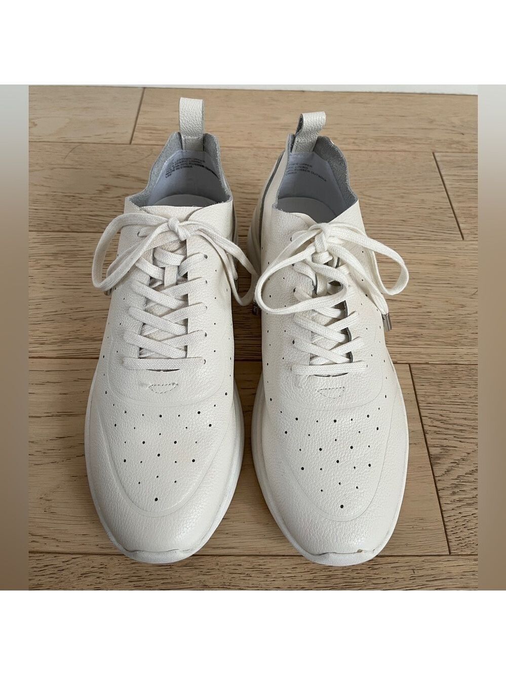 DUNE LONDON Elis Ecru Trainers Silver Metallic Accents Perforated Sporty Modern
